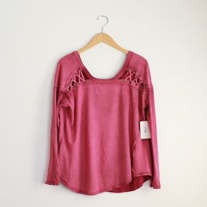 NEW! FREE PEOPLE First Love Lace-Up Tee